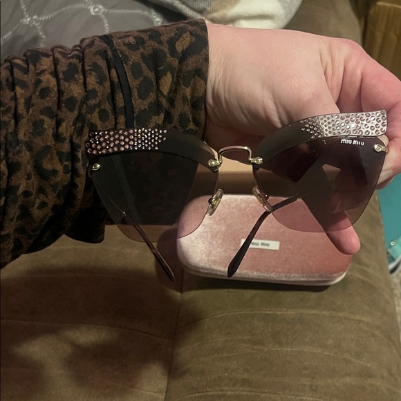 Miu Miu Sunglasses - Black and Gold and Pink - Picture 6 of 9